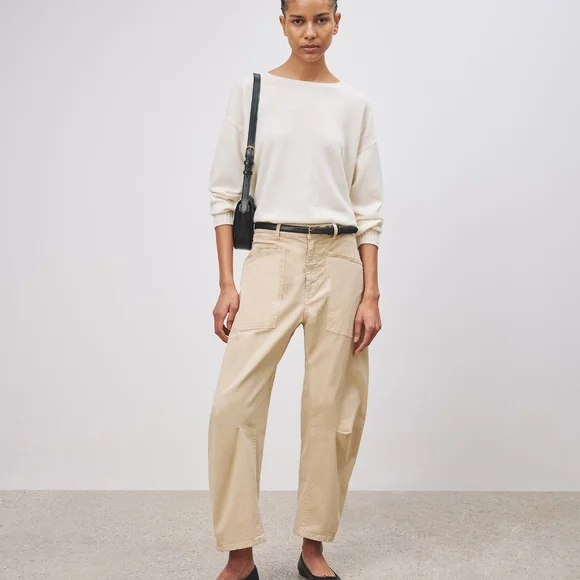 Nili Lotan Shon Pant sandstone Bow Leg Carpenter 8 tan - Picture 6 of 10